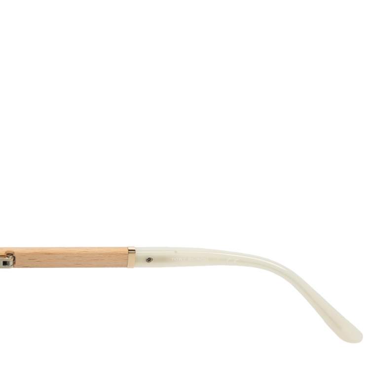 Pre Owned Tory Burch Gold Tone/White TY6041 Mirrored Wayfarer Sunglasses