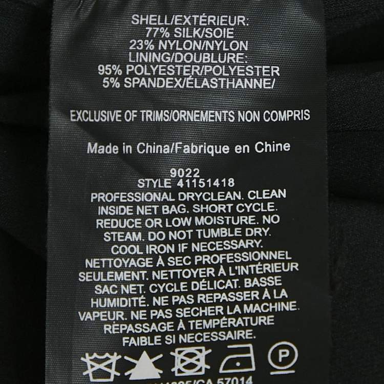 Pre Owned Tory Burch Black Floral Embossed Silk Blend Embellished Short Dress XL