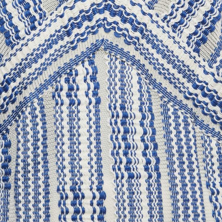 Pre Owned Tory Burch White /Blue Striped Linen Blend Tunic Top XL
