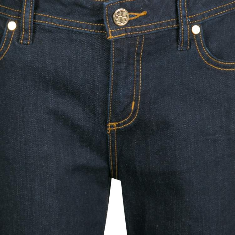 Pre Owned Tory Burch Indigo Dark Wash Denim Classic Boot Cut Jeans M