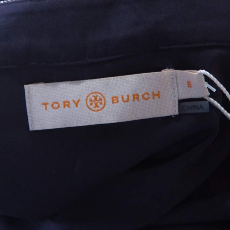 Pre Owned Tory Burch Metallic Pleated Audra Skirt M