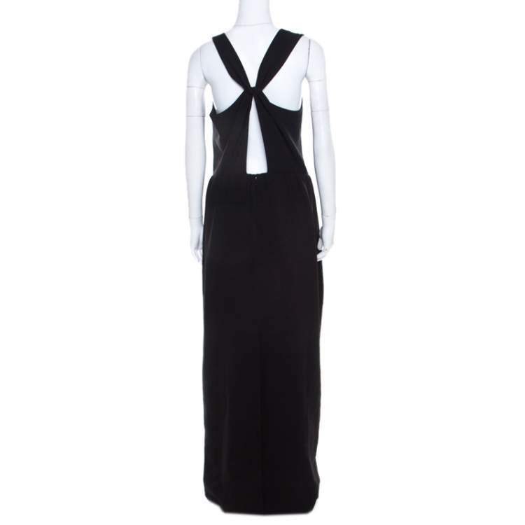 Pre Owned Tory Burch Black Embellished Crepe Criss Cross Back Sleeveless Gown M