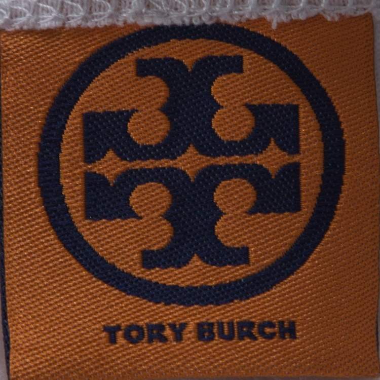 Pre Owned Tory Burch White Cotton Jersey Foil Print Olivine Sleeveless Top XL