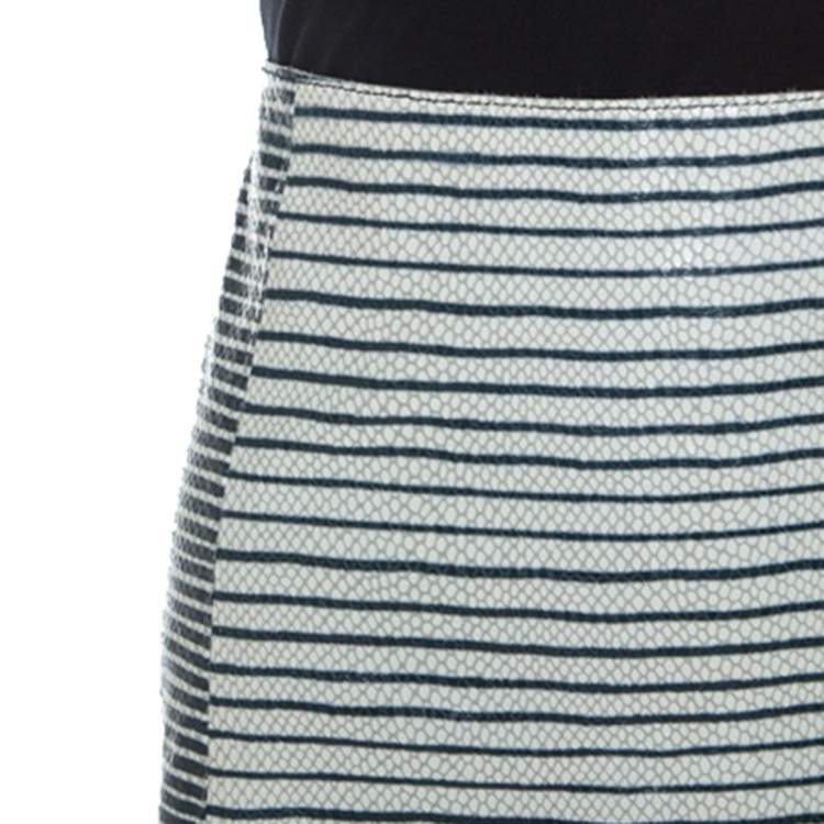 Pre Owned Tory Burch Bicolor Striped Leather Sorrel Skirt M