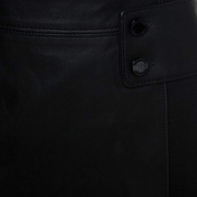 Pre Owned Tory Burch Black Leather Madison Pencil Skirt S