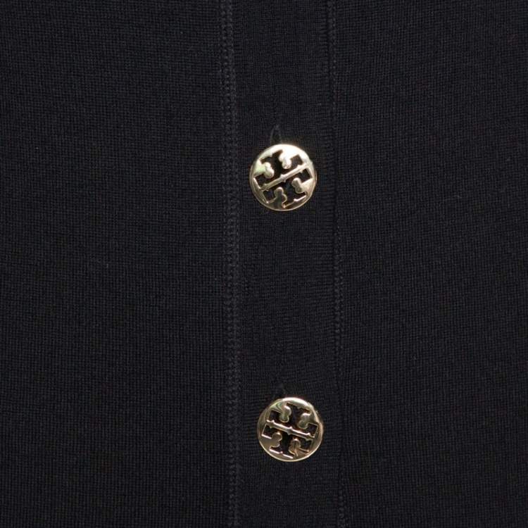 Pre Owned Tory Burch Black Merino Wool Simone Cardigan M