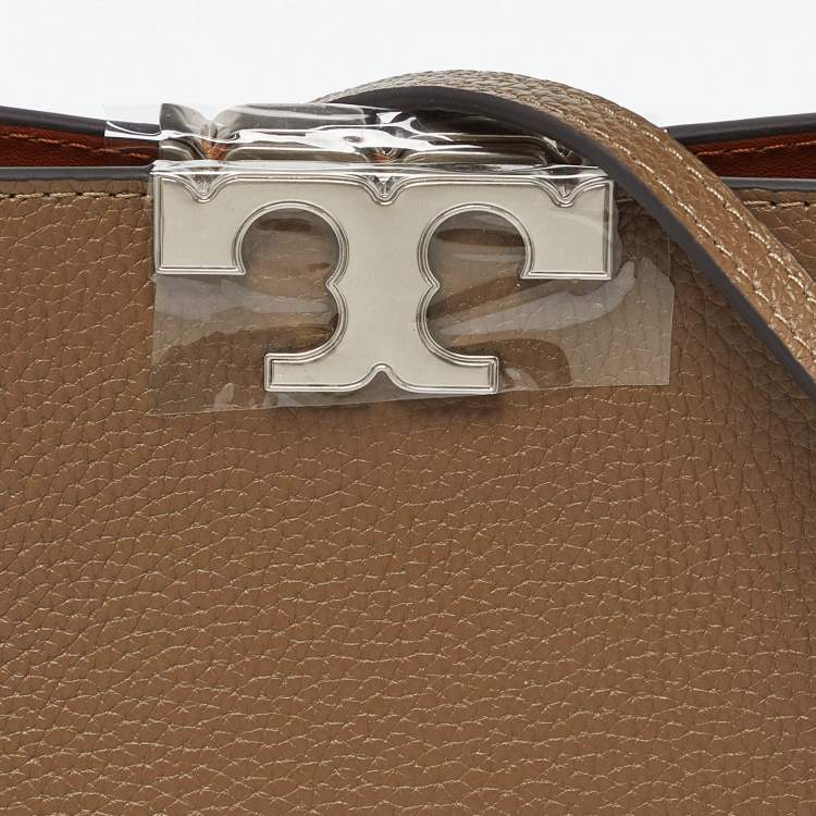 Pre Owned Tory Burch Two Tone Brown Leather and Suede Mini Eleanor Top Handle Bag