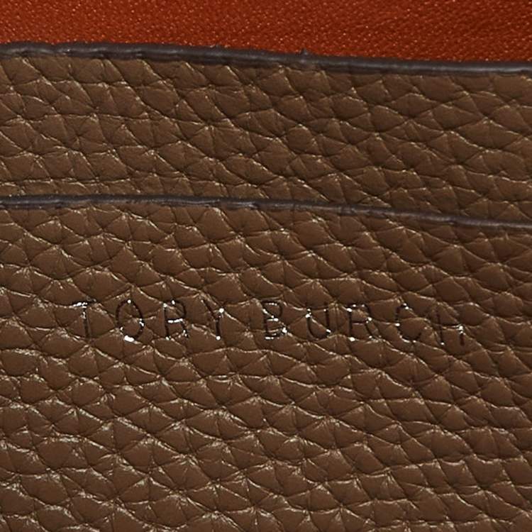 Pre Owned Tory Burch Two Tone Brown Leather and Suede Mini Eleanor Top Handle Bag