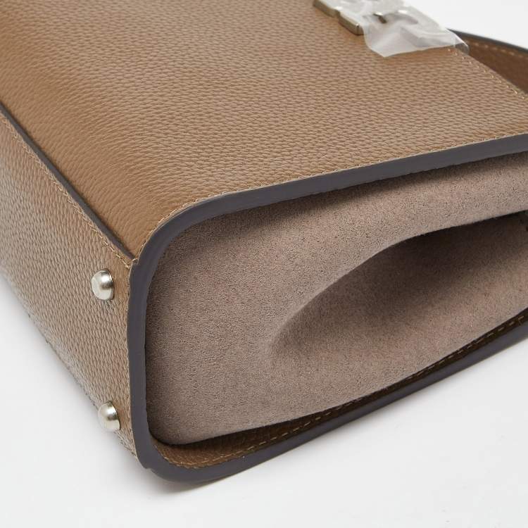 Pre Owned Tory Burch Two Tone Brown Leather and Suede Mini Eleanor Top Handle Bag