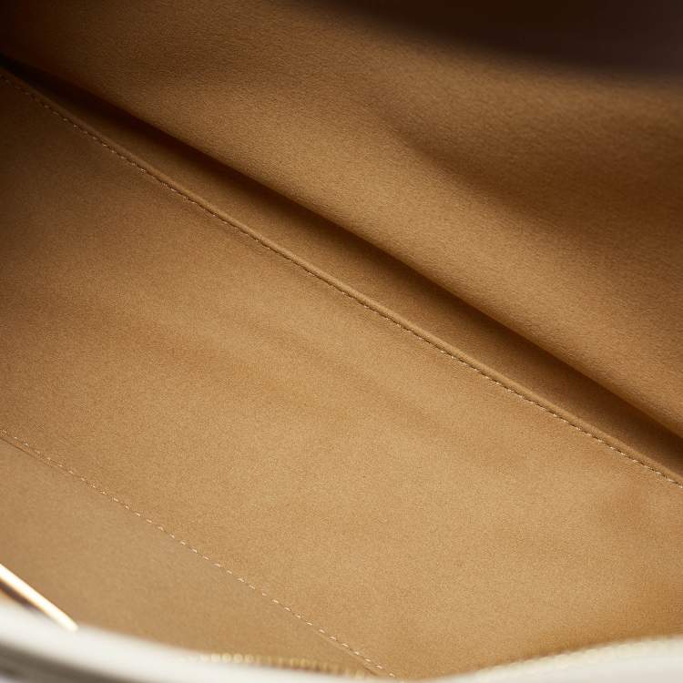 Pre Owned Tory Burch Brown/Ivory T Monogram Canvas Small Tote