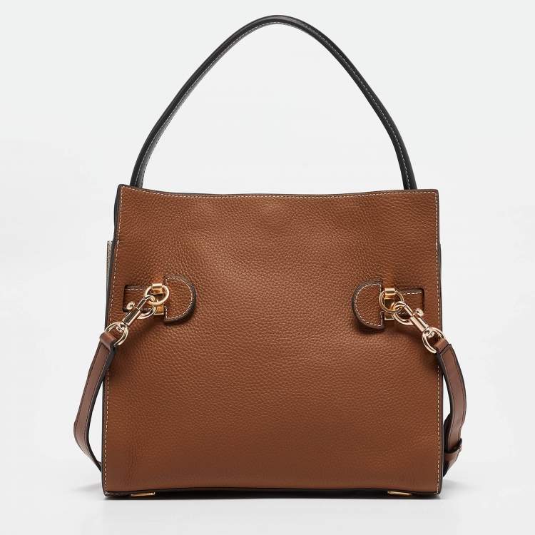 Pre Owned Tory Burch Multicolor Leather and Suede Small Lee Radziwill Double Bag