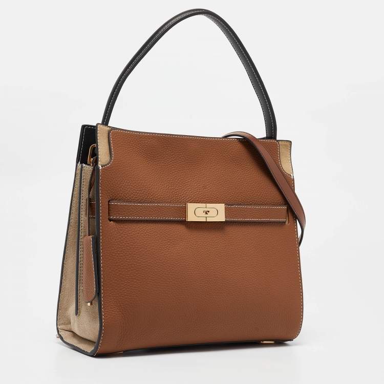 Pre Owned Tory Burch Multicolor Leather and Suede Small Lee Radziwill Double Bag