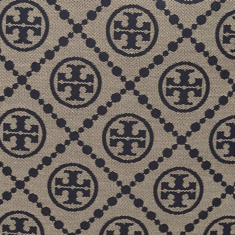 Pre Owned Tory Burch Navy Blue T Monogram Jacquard Canvas Tennis Bag
