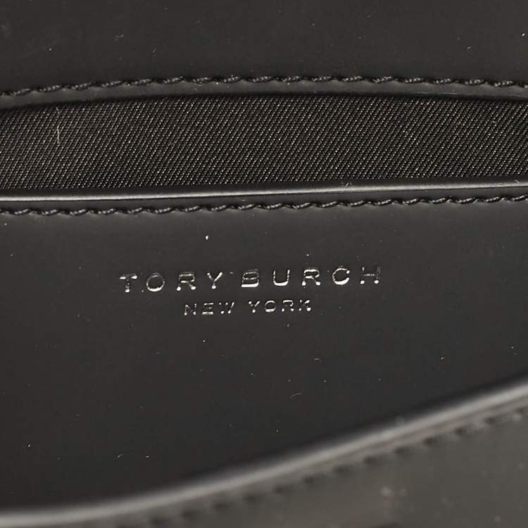 Pre Owned Tory Burch Black Matte Leather Mini Britten Crossbody Bag