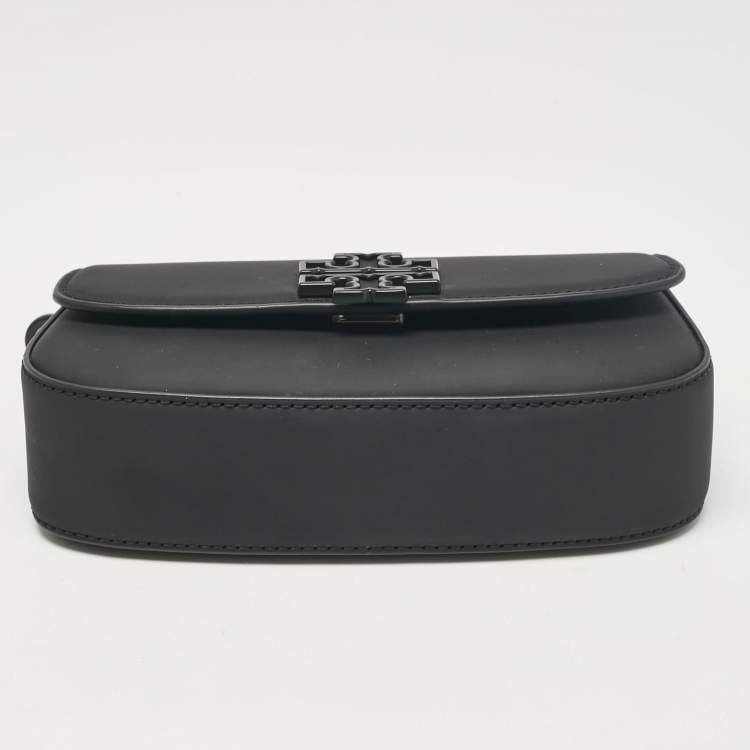 Pre Owned Tory Burch Black Matte Leather Mini Britten Crossbody Bag