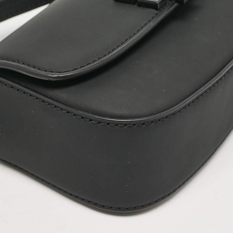 Pre Owned Tory Burch Black Matte Leather Mini Britten Crossbody Bag