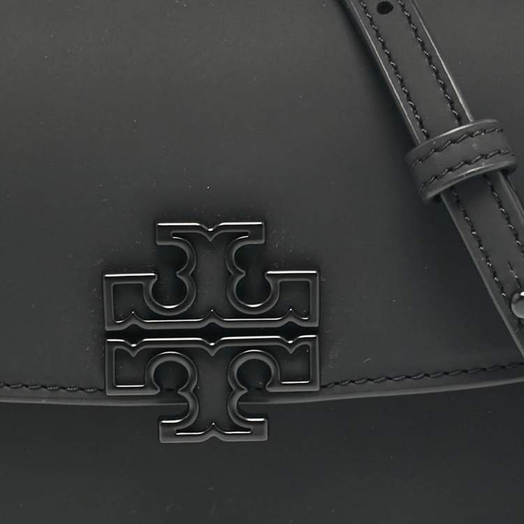 Pre Owned Tory Burch Black Matte Leather Mini Britten Crossbody Bag