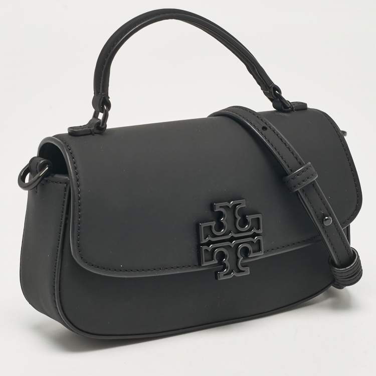 Pre Owned Tory Burch Black Matte Leather Mini Britten Crossbody Bag