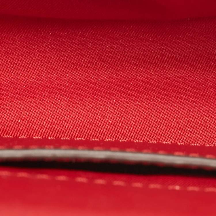 Pre Owned Tory Burch Red Glazed Leather MIni Britten Top Handle Bag