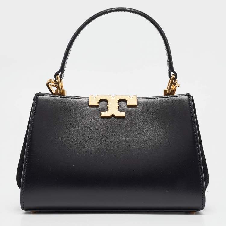 Pre Owned Tory Burch Black Leather and Suede Eleanor Top Handle Bag