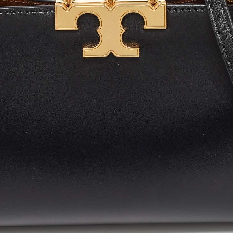 Pre Owned Tory Burch Black Leather and Suede Eleanor Top Handle Bag