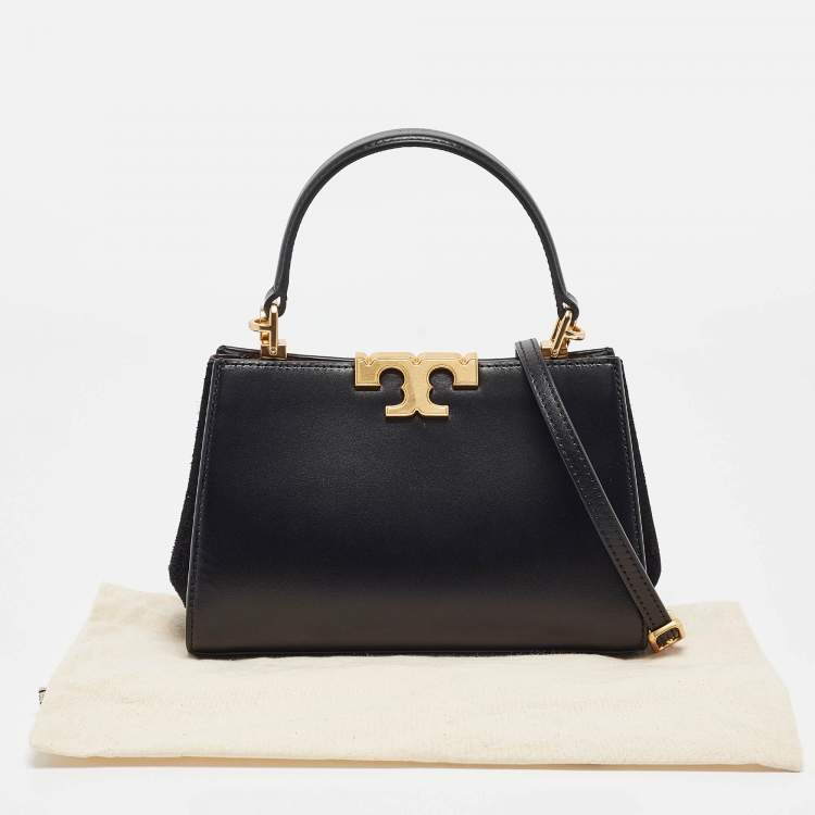 Pre Owned Tory Burch Black Leather and Suede Eleanor Top Handle Bag