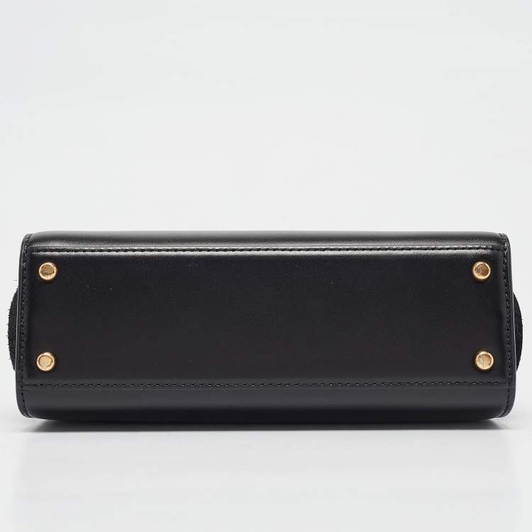 Pre Owned Tory Burch Black Leather and Suede Eleanor Top Handle Bag