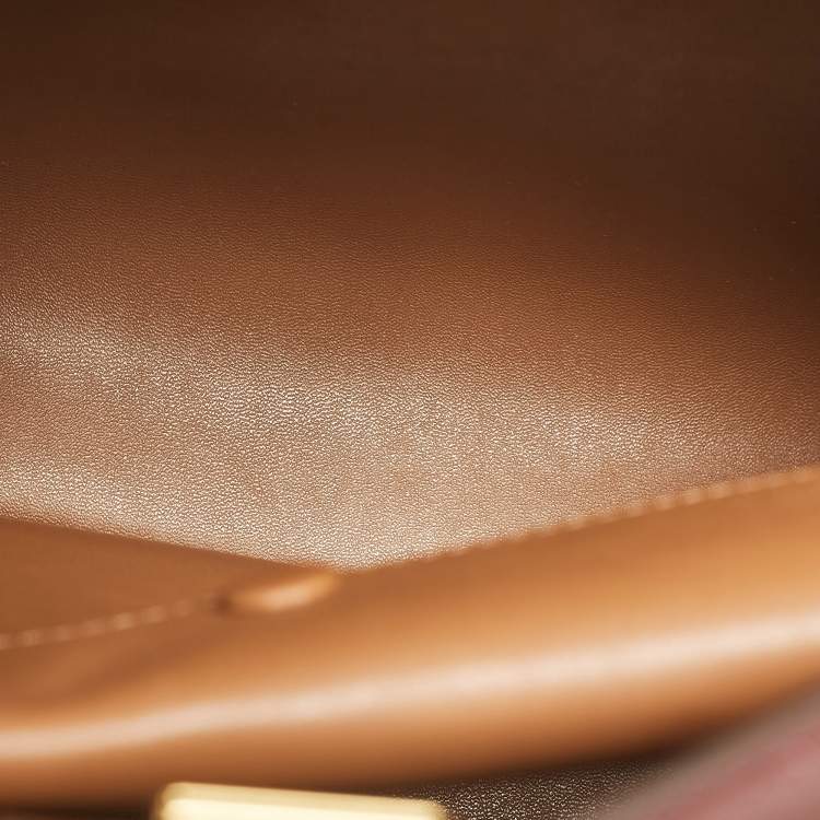 Pre Owned Tory Burch Burgundy Leather and Suede Eleanor Top Handle Bag