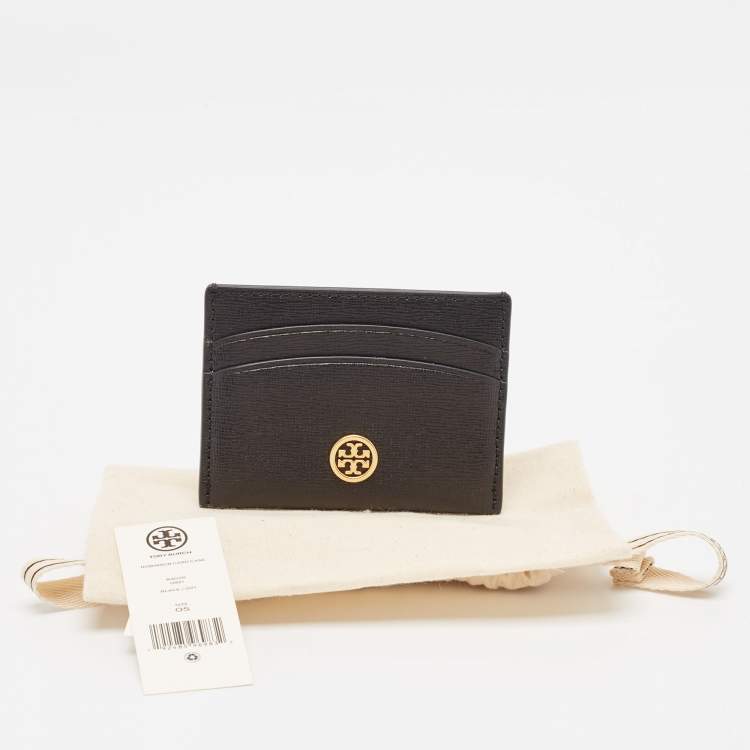 مملوكة مسبقًا Tory Burch Black Leather Robinson Card Holder