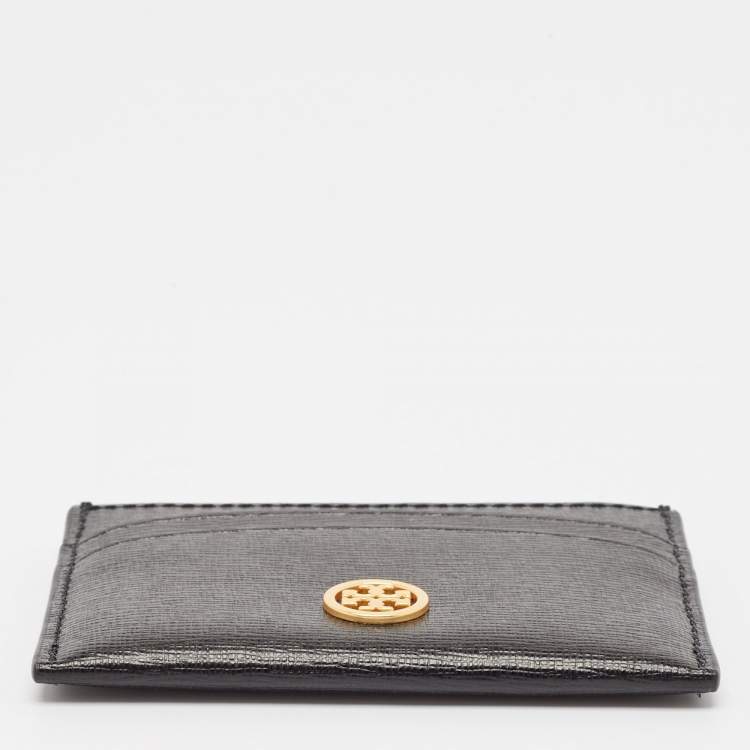 مملوكة مسبقًا Tory Burch Black Leather Robinson Card Holder