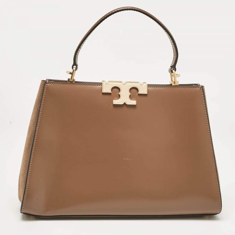 Pre Owned Tory Burch Brown Leather Eleanor Top Handle Bag