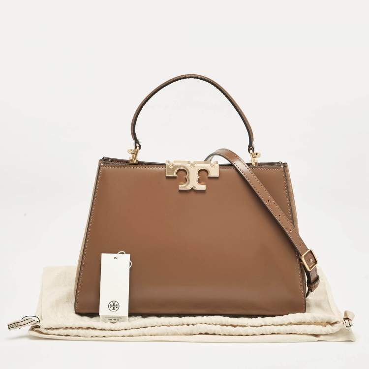 Pre Owned Tory Burch Brown Leather Eleanor Top Handle Bag