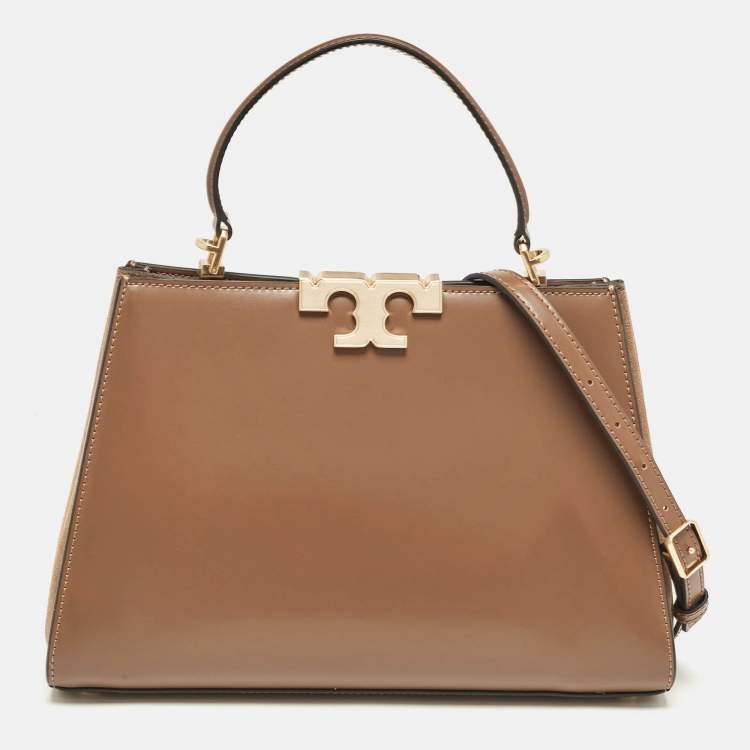 Pre Owned Tory Burch Brown Leather Eleanor Top Handle Bag