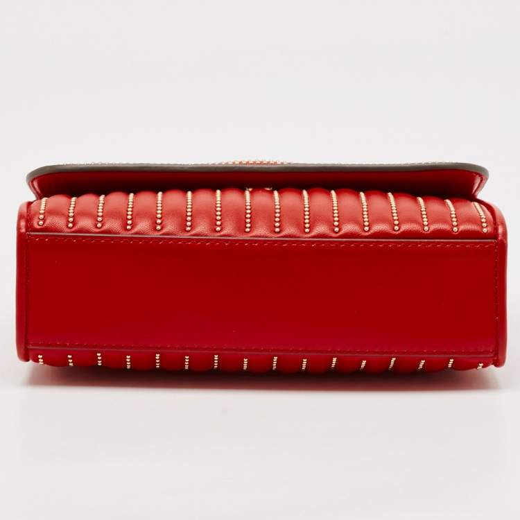 Pre Owned Tory Burch Red Leather Small Fleming Crossbody Bag