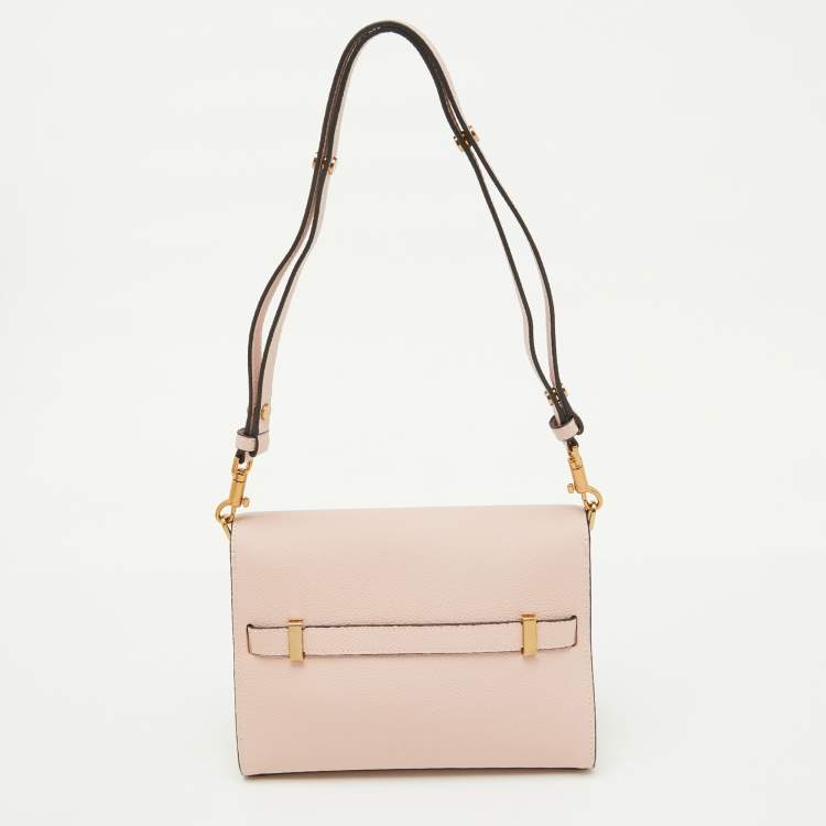 Pre Owned Tory Burch Light Pink Leather Lee Radziwill Pebble Shoulder Bag