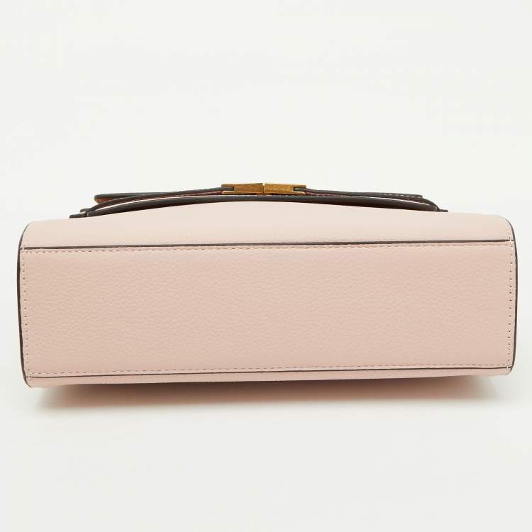 Pre Owned Tory Burch Light Pink Leather Lee Radziwill Pebble Shoulder Bag