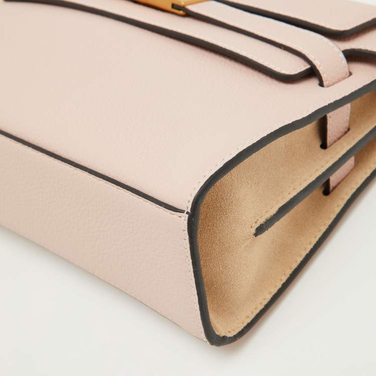 Pre Owned Tory Burch Light Pink Leather Lee Radziwill Pebble Shoulder Bag