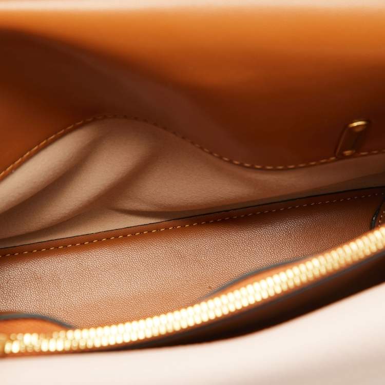 Pre Owned Tory Burch Light Pink Leather Lee Radziwill Pebble Shoulder Bag