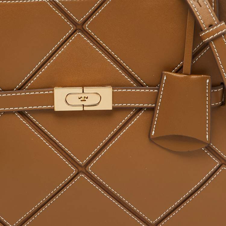 مملوكة مسبقًا Tory Burch Brown Leather Lee Radziwill Diamond Small Double Bag
