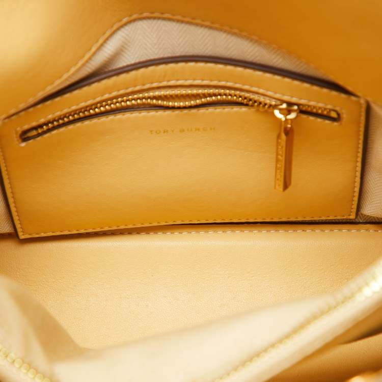 مملوكة مسبقًا Tory Burch Brown Leather Lee Radziwill Diamond Small Double Bag