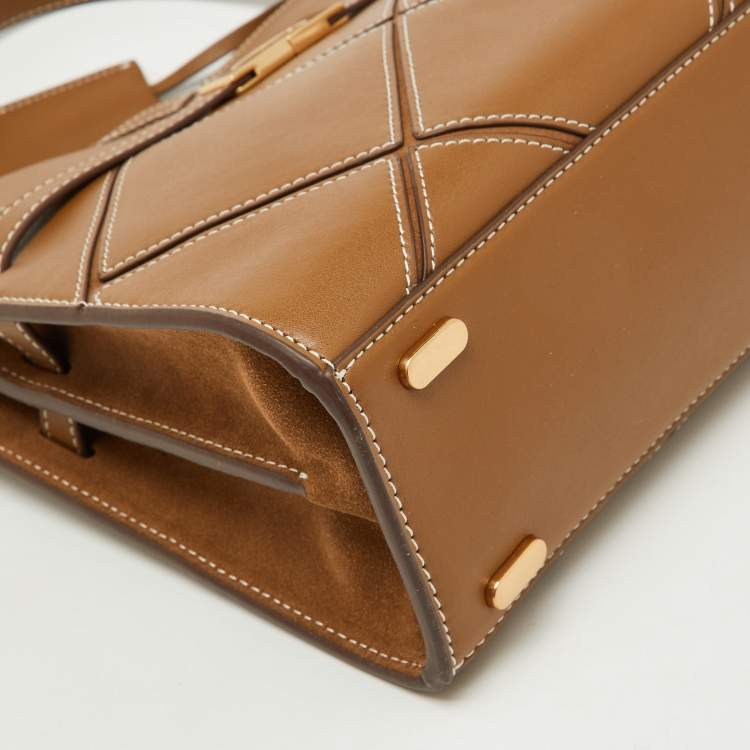 مملوكة مسبقًا Tory Burch Brown Leather Lee Radziwill Diamond Small Double Bag