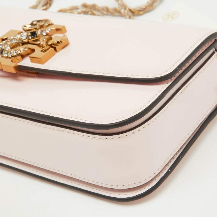Pre Owned Tory Burch Light Pink Leather Eleanor Rectangular Shoulder Bag