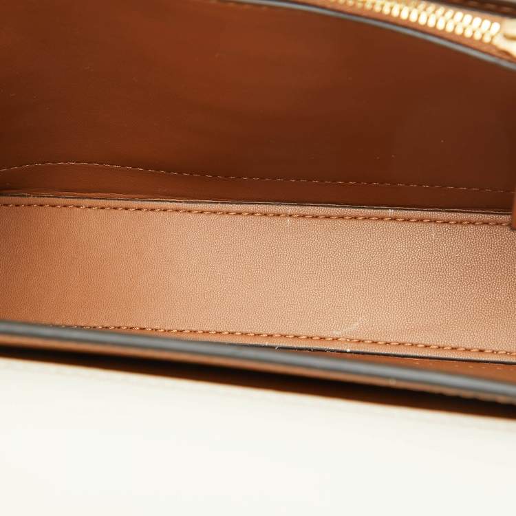 Pre Owned Tory Burch White Croc Embossed Leather Eleanor Dragon Rectangular Shoulder Bag