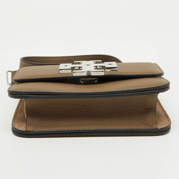 Pre Owned Tory Burch Taupe Grey Leather Small Eleanor Convertible Shoulder Bag