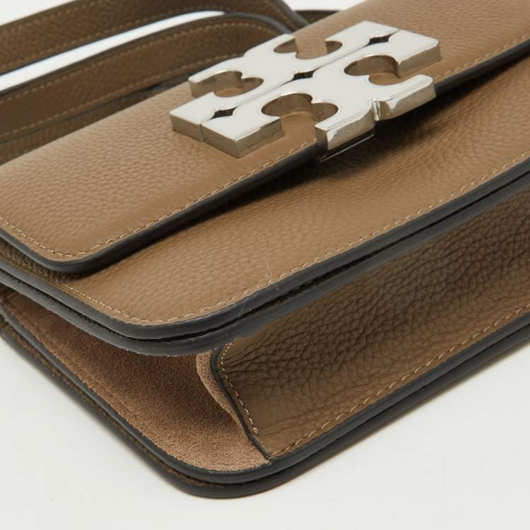 Pre Owned Tory Burch Taupe Grey Leather Small Eleanor Convertible Shoulder Bag