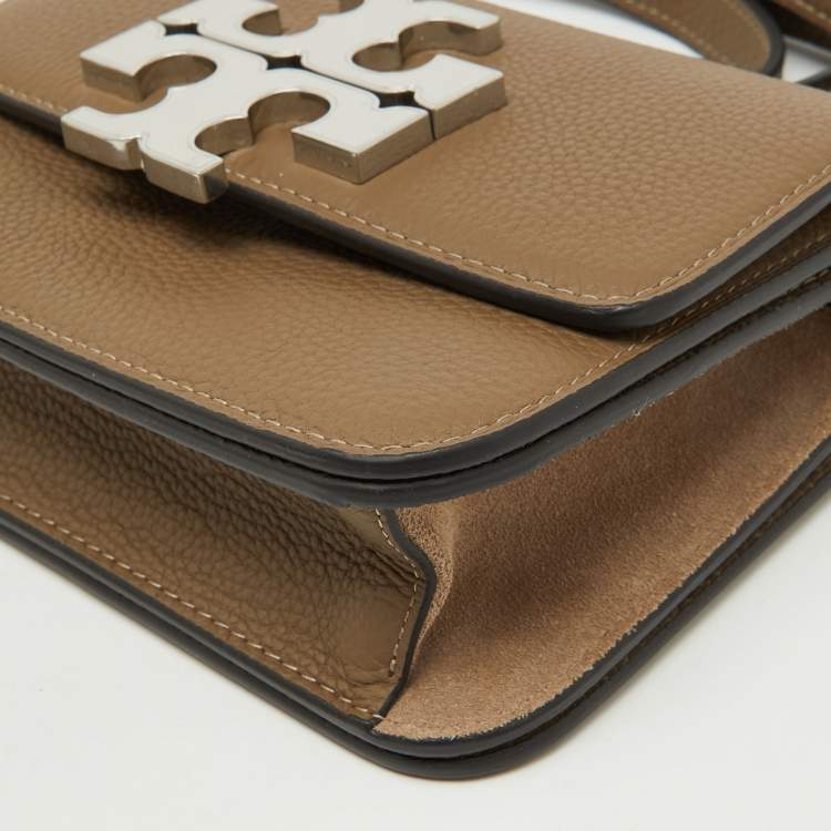 Pre Owned Tory Burch Taupe Grey Leather Small Eleanor Convertible Shoulder Bag