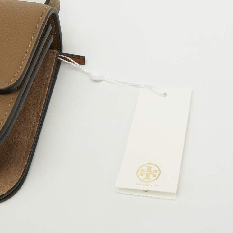 Pre Owned Tory Burch Taupe Grey Leather Small Eleanor Convertible Shoulder Bag