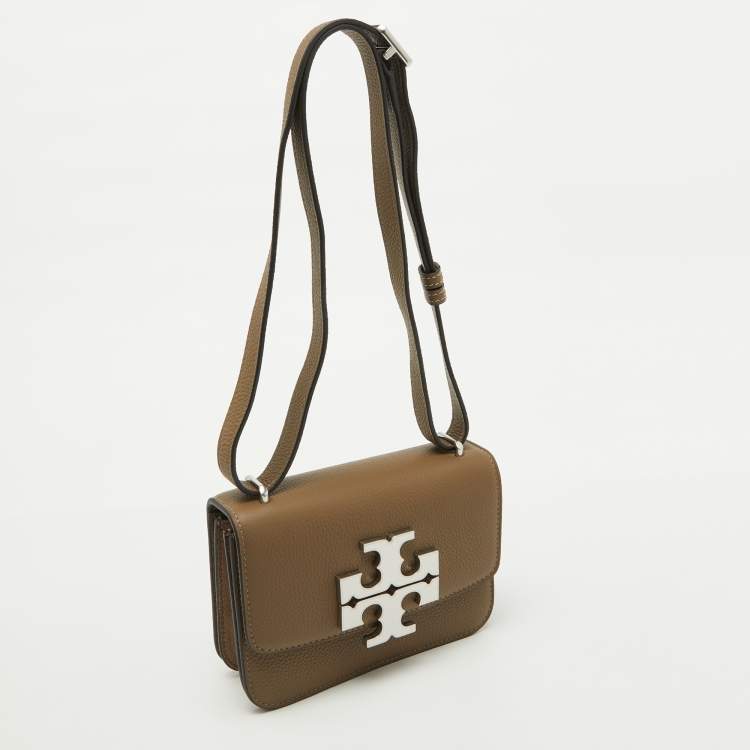 Pre Owned Tory Burch Taupe Grey Leather Small Eleanor Convertible Shoulder Bag