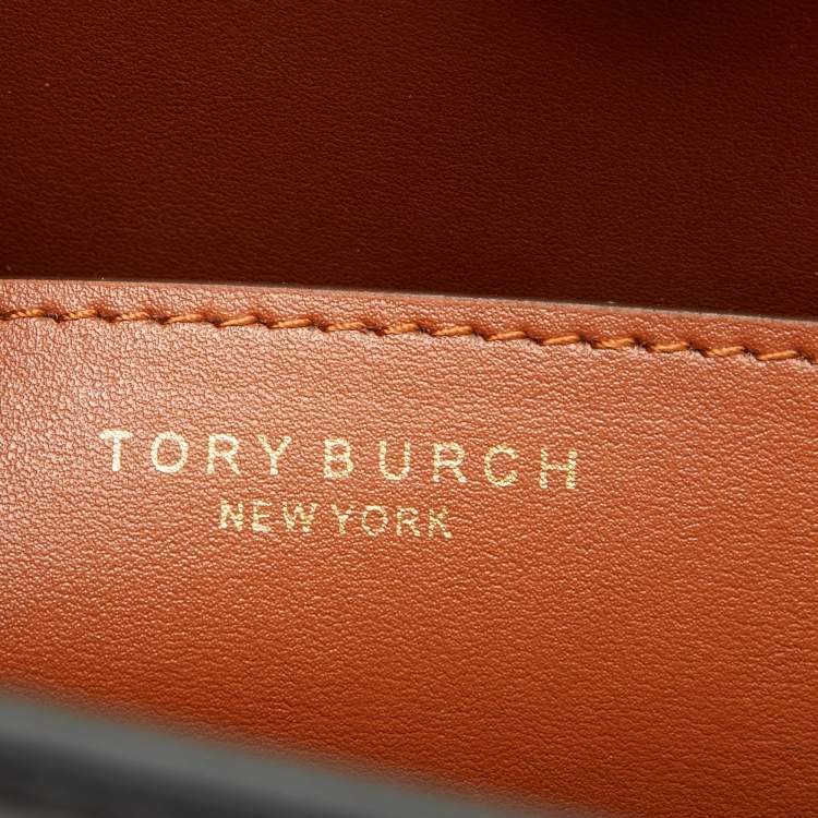 Pre Owned Tory Burch Black Leather Small Lee Radziwill Top Handle Bag
