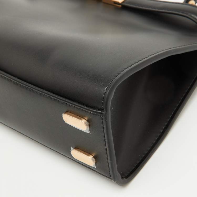Pre Owned Tory Burch Black Leather Small Lee Radziwill Top Handle Bag